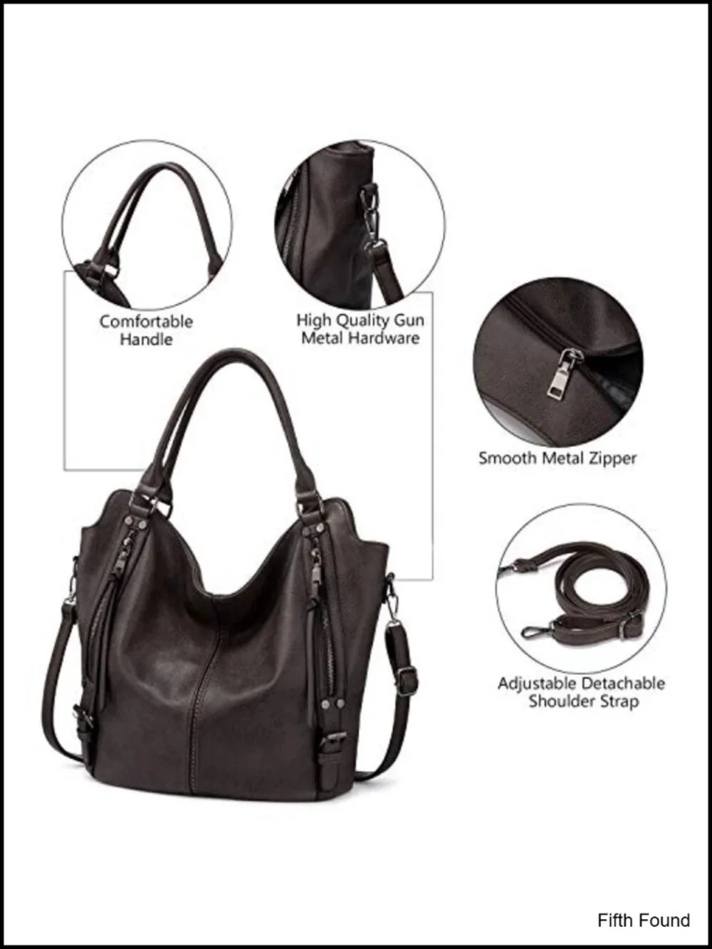 PU Leather Hobo Bag Large Tote with Adjustable Shoulder Strap